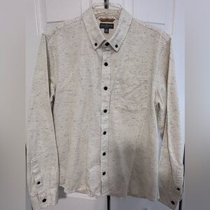 LL Bean Signature Button-Down navy flecks on ivory Long-Sleeve Shirt size M-Reg